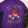 Toronto Raptors OVO PurpleBlack Full-Snap Varsity Wool Jacket