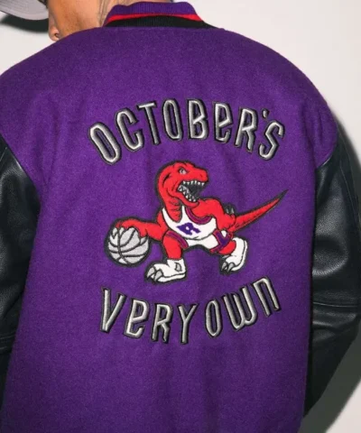 Toronto Raptors OVO PurpleBlack Full-Snap Varsity Wool Jacket