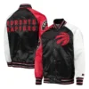 Toronto Raptors Reliever Raglan Black and Red Satin Jacket