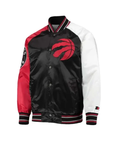 Toronto Raptors Raglan Black and Red Satin Jacket