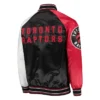 Toronto Raptors Reliever BlackRed Varsity Satin Raglan Full-Snap Jacket
