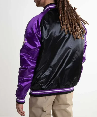 Toronto Raptors Reload 3.0 Raglan Full-Snap Satin Black Jacket