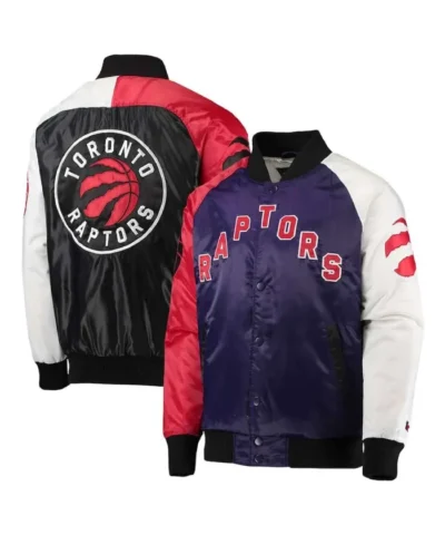 Toronto Raptors Tricolor Remix Full-Snap Varsity Satin Jacket