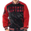 Renegade Toronto Raptors Varsity Satin Full-Snap Black and Red Jacket
