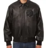 Toronto Raptors Shirt Collar Full-Snap Leather Black Jacket