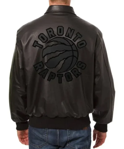 Toronto Raptors Shirt Collar Black Leather Jacket