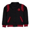 Toronto Raptors Sport Night Varsity Teddy Full-Snap Wool Black Jacket