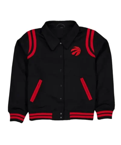 Toronto Raptors Sport Night Varsity Teddy Full-Snap Wool Black Jacket