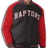 Toronto Raptors Striped Red and Black Varsity Full-Snap Jacket
