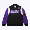 Toronto Raptors Team Origins Full-Snap Satin Black and Purple Jacket