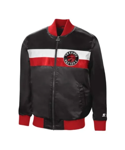 Toronto Raptors The Black Full-Zip Satin Jacket