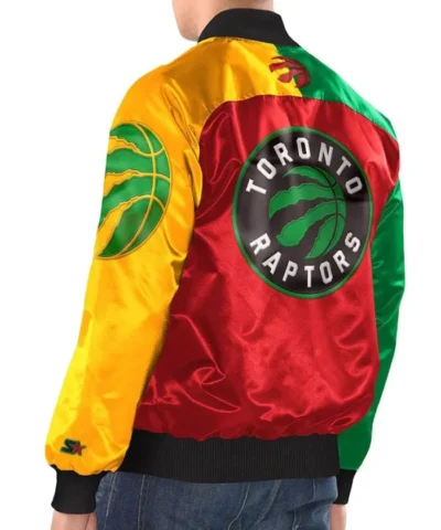 BlackRed Toronto Raptors Ty Full-Snap Varsity Satin Jacket