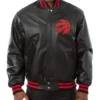 Shop Toronto Raptors Varsity Full-Snap Leather Black Jacket