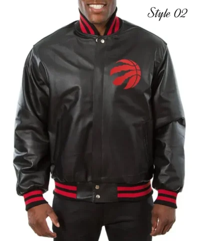 Shop Toronto Raptors Varsity Full-Snap Leather Black Jacket