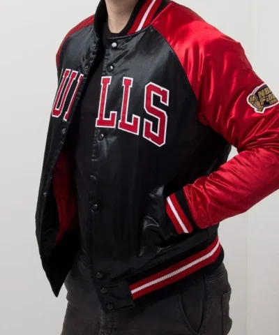 Tough Season Chicago Bulls Black and Red Satin Full-Snap Jacket