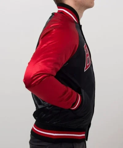 Shop Chicago Bulls Tough Season Black and Red Satin Jacket