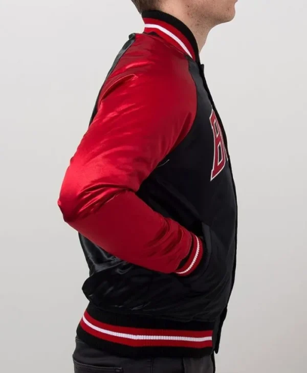 Shop Chicago Bulls Tough Season Black and Red Satin Jacket