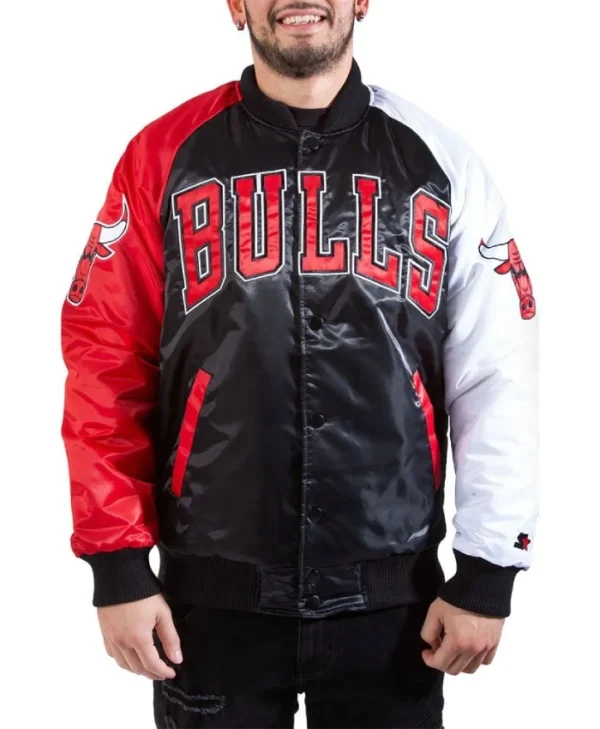 Chicago Bulls Tri-Color Full-Snap Satin Jacket