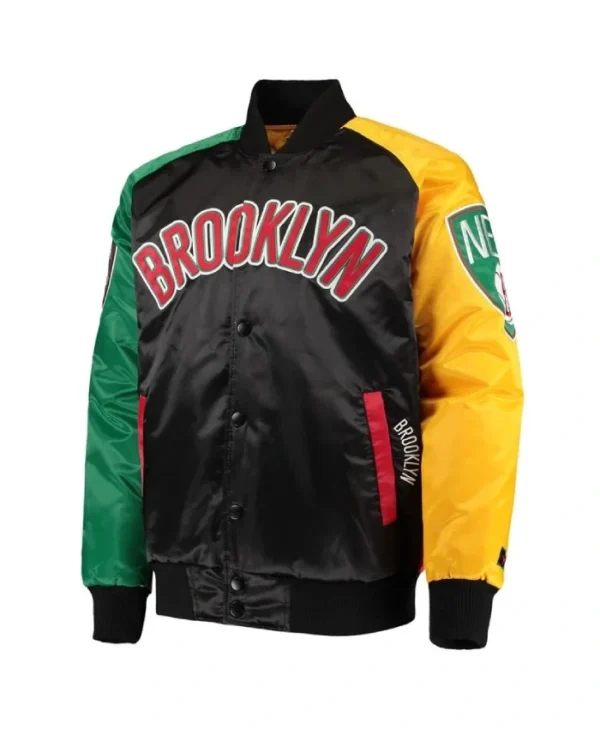 Shop Brooklyn Nets Ty Mopkins Full-Snap Varsity Satin Jacket