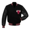 College Chicago Bulls Black Varsity Full-Snap WoolLeather Jacket