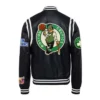 Boston Celtics Vegan Teddy Leather Black Varsity Jacket
