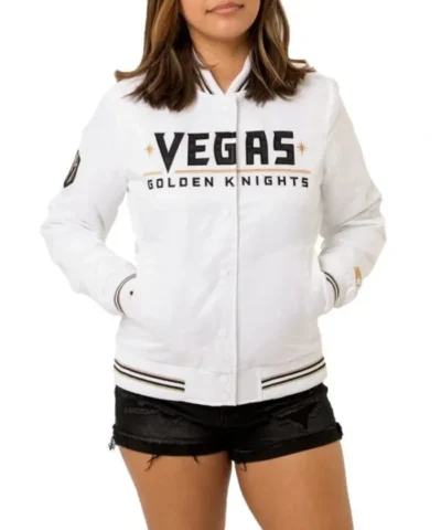 Golden Knights Vegas GoldBlack White Satin Jacket