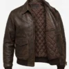 Vintage A2 Leather Brown Bomber Jacket For Mens