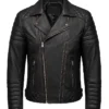 Vintage Biker Leather Jacket Black For Men