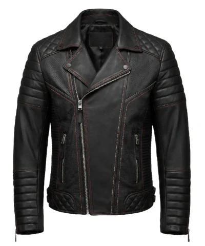 Vintage Biker Leather Jacket Black For Men