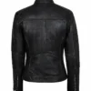 Vintage Distressed Biker Black Leather Jacket for Women