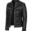 Vintage Distressed Biker Black Leather Jacket for Womens