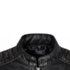 Vintage Distressed Biker Leather Black Jacket Collar Close Up