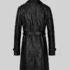Vintage Leather Belt Trench Black Coat