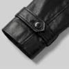 Vintage Leather Belted Trench Black Coat Cuffs