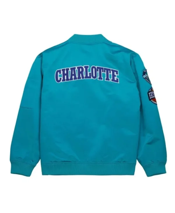 Charlotte Hornets Vintage Logo Lightweight Aqua Satin Jacket