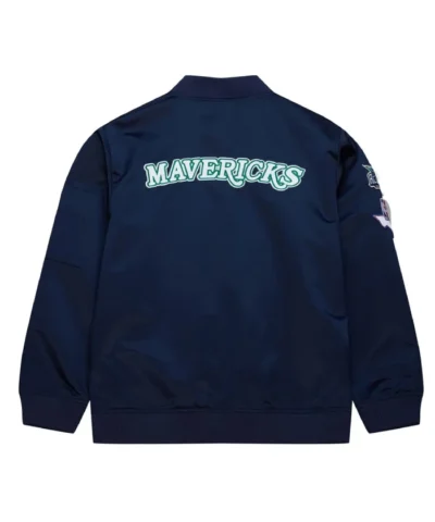 Dallas Mavericks Vintage Logo Lightweight Navy Satin Jacket