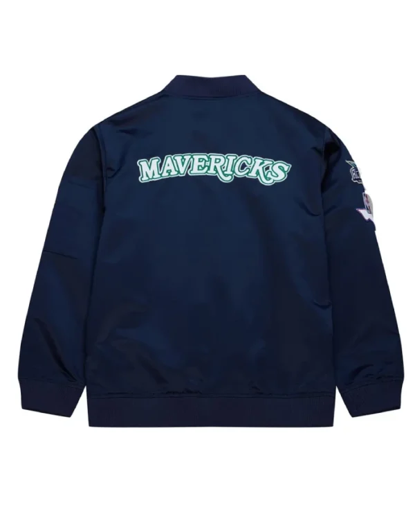 Dallas Mavericks Vintage Logo Lightweight Navy Satin Jacket