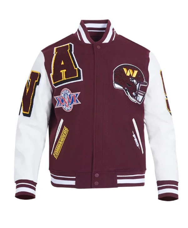Washington Commanders Mashup Burgundy Wool Varsity Jacket