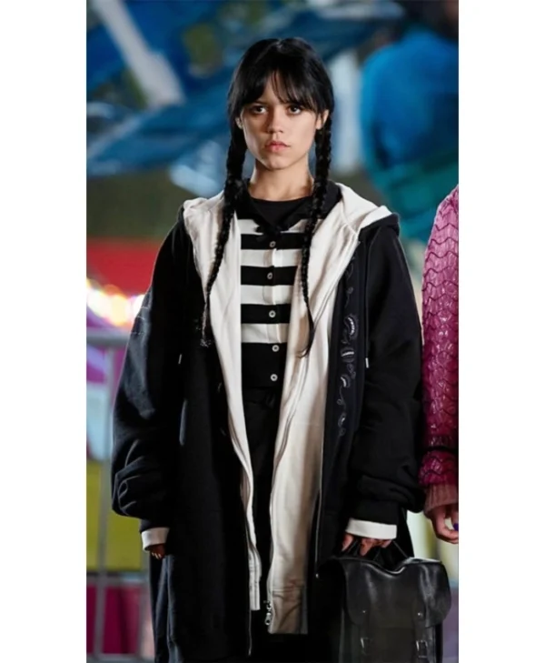 Shop Jenna Ortega Wednesday Addams Oversized Black Hoodie