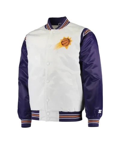 Renegade Phoenix Suns White Purple Full-Snap Satin Jacket