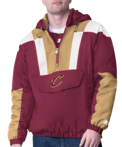 Shop Cleveland Cavaliers Charger Pullover Half-Zip WineGold Jacket