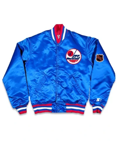 80’s Winnipeg Jets Blue Satin Full-Snap Jacket