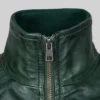 Women Bomber Leather Green Jacket