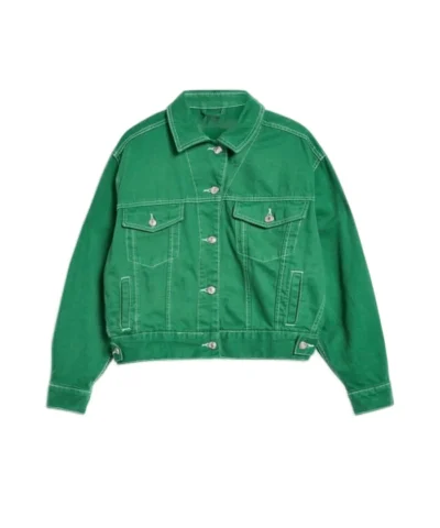 Women Green Denim Jacket