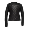 Diamond Pattern Black Quilted Leather Jacket