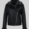 Womens Aviator Shearling Black Jacket