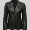 Womens Black Leather Blazer
