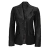 Black Leather Blazer Jacket For Women’s