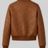 Womens Brown Bomber Quilted Leather Jacket