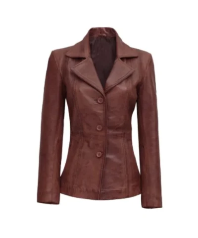 Women’s Brown Leather Blazer
